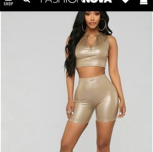 Nwt fashion nova gold biker set